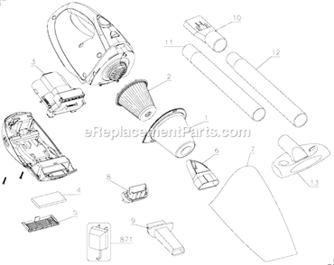 Page A Diagram and Parts List for CHV1600  Black and Decker Hand Vacuum